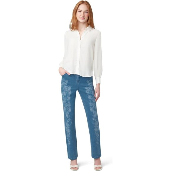 Hue U24400 Floral Emma Baby Bootcut Denim Jeans ( L ) - Picture 1 of 6